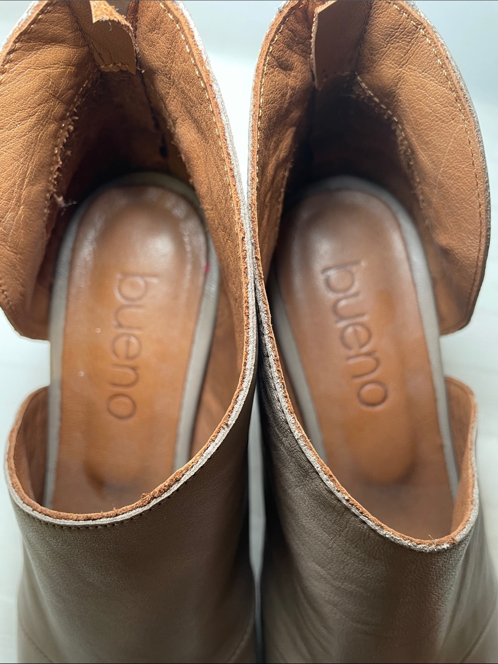 Bueno Usher Asymmetric stacked heel leather peep toe shoes women’s size 7.5-8 - Picture 6 of 16